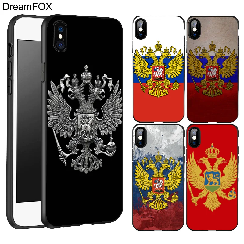 DREAMFOX L233 черный мягкий силиконовый чехол из ТПУ с эмблемой флага России для Apple iPhone
