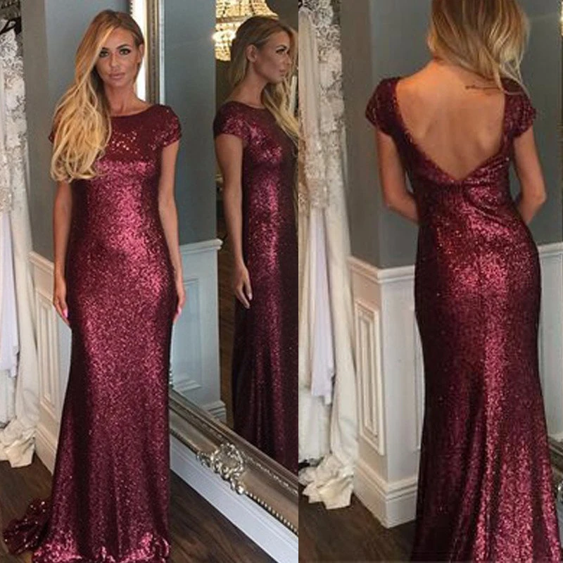 Ombreprom Коротким Рукавом Русалка Люкс Вечерние Dress Sexy Красивые Женщины Блесток