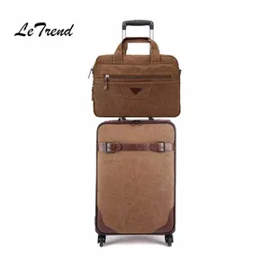 Letrend Rolling Luggage Set Spinner Black Men Vintage Trolley Suitcases Wheel Cabin Travel Bag Business Laptop bag Password box