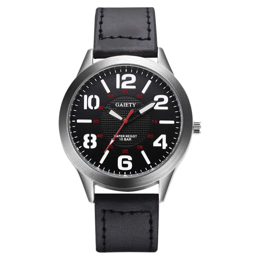 Мужские часы с секундомером светящиеся из натуральной кожи датой