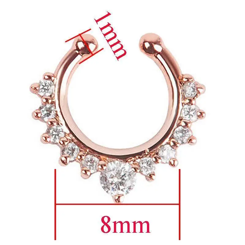 

Trendy Nose Rings Crystal Fake Nose Ring Septum Piercing Hanger Clip On Body Jewelry Nose Hoop Rings Nose Earring for Women
