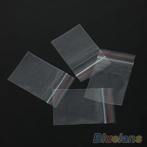 100 шт./лот прозрачные пакеты с замком на молнии пластиковые для хранения