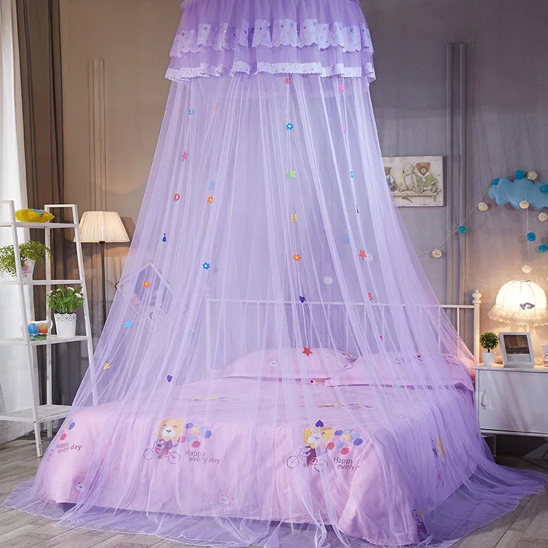 1pc star blue round mosquito net pink kids princess ceiling bed netting one door Summer moustiquaire for 1.2m 1.5m 1.8m | Дом и сад