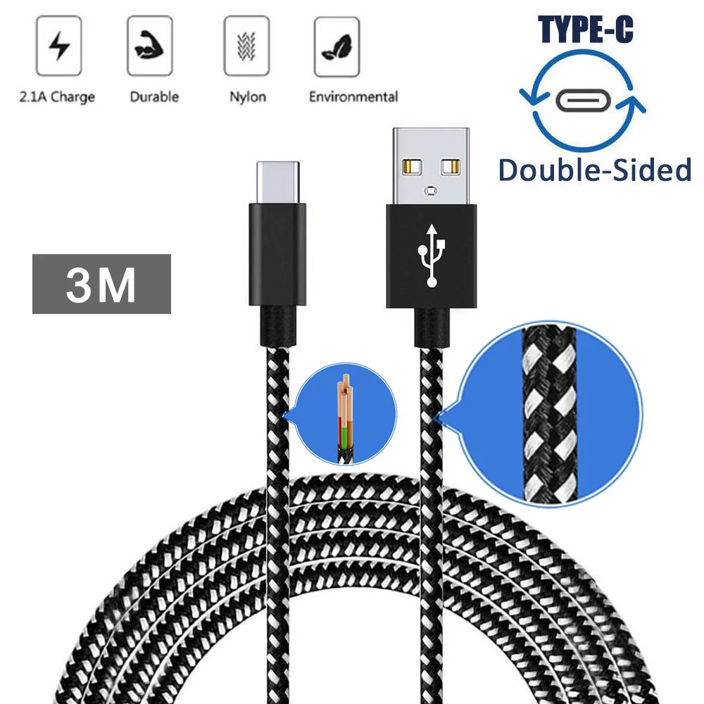 black c Usb кабель-удлинитель 1 M/2 M/3m USB-C USB 3,1 C-тип данных и быстрое зарядное устройство кабель для Samsung Galaxy S8 - Цвет: black c
