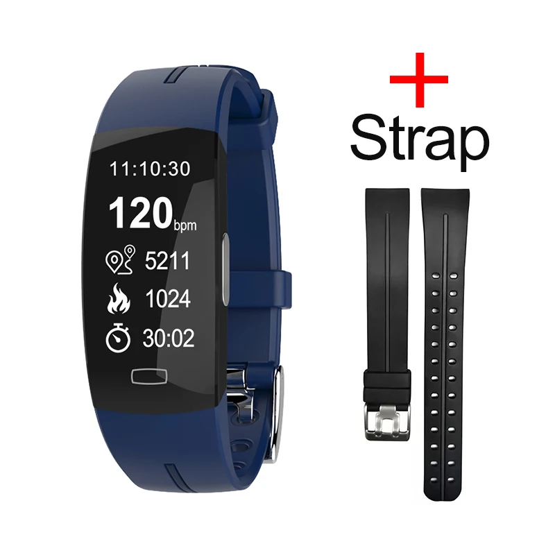 Blue plus strap P3 ЭКГ PPG Смарт часы браслет крови Давление сердечного ритма Фитнес трекер монитор Спорт Шагомер IP67 Водонепроницаемый браслет - Цвет: Blue plus strap