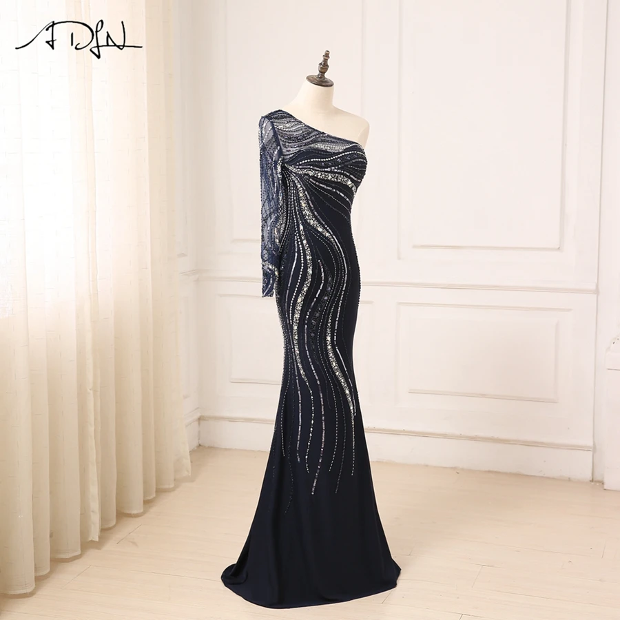 ADLN Evening Dress Long Sparkling New One-Shoulder Women Elegant Crystals Sequin Mermaid Maxi Evening Party Gown Dress