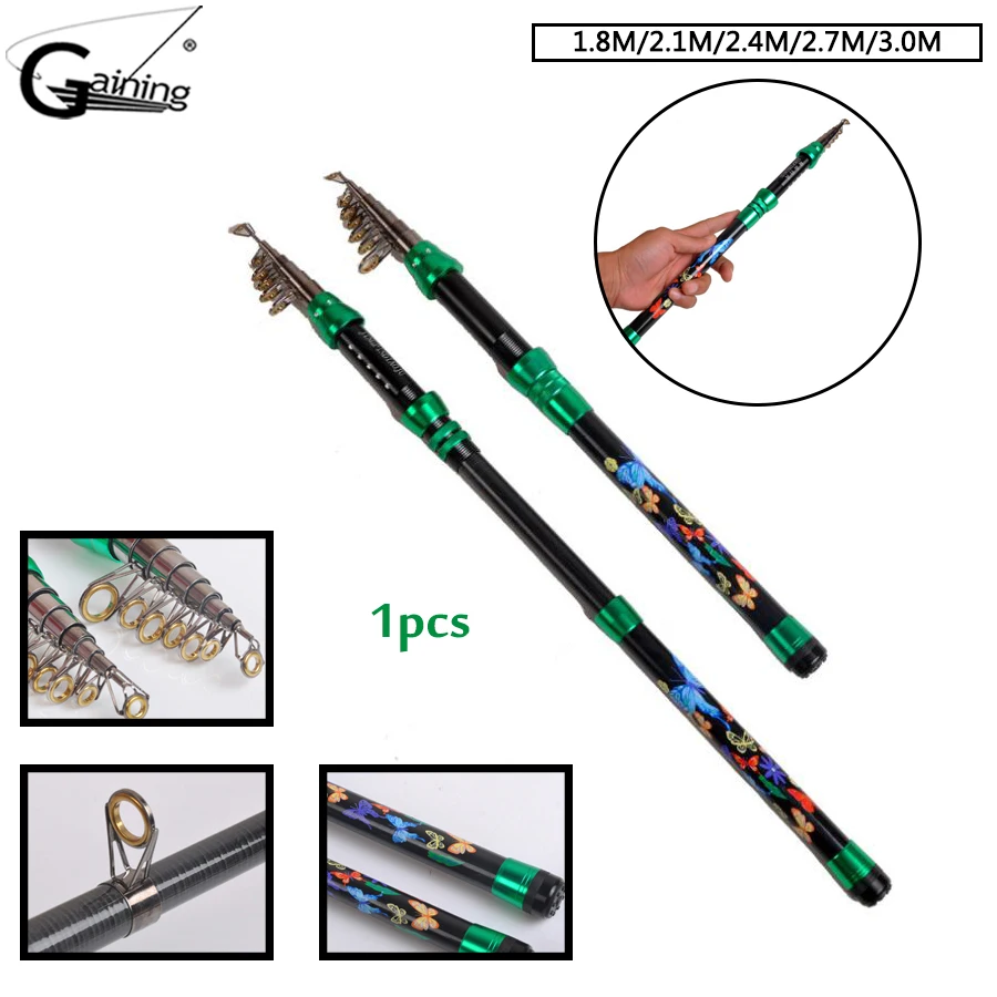 

1.8m-3.0m Mini Telescopic Fishing Rod Portable Carbon Fiber Travel Spinning Fishing Pole Bass Boat Fishing Rock Fishing Rod