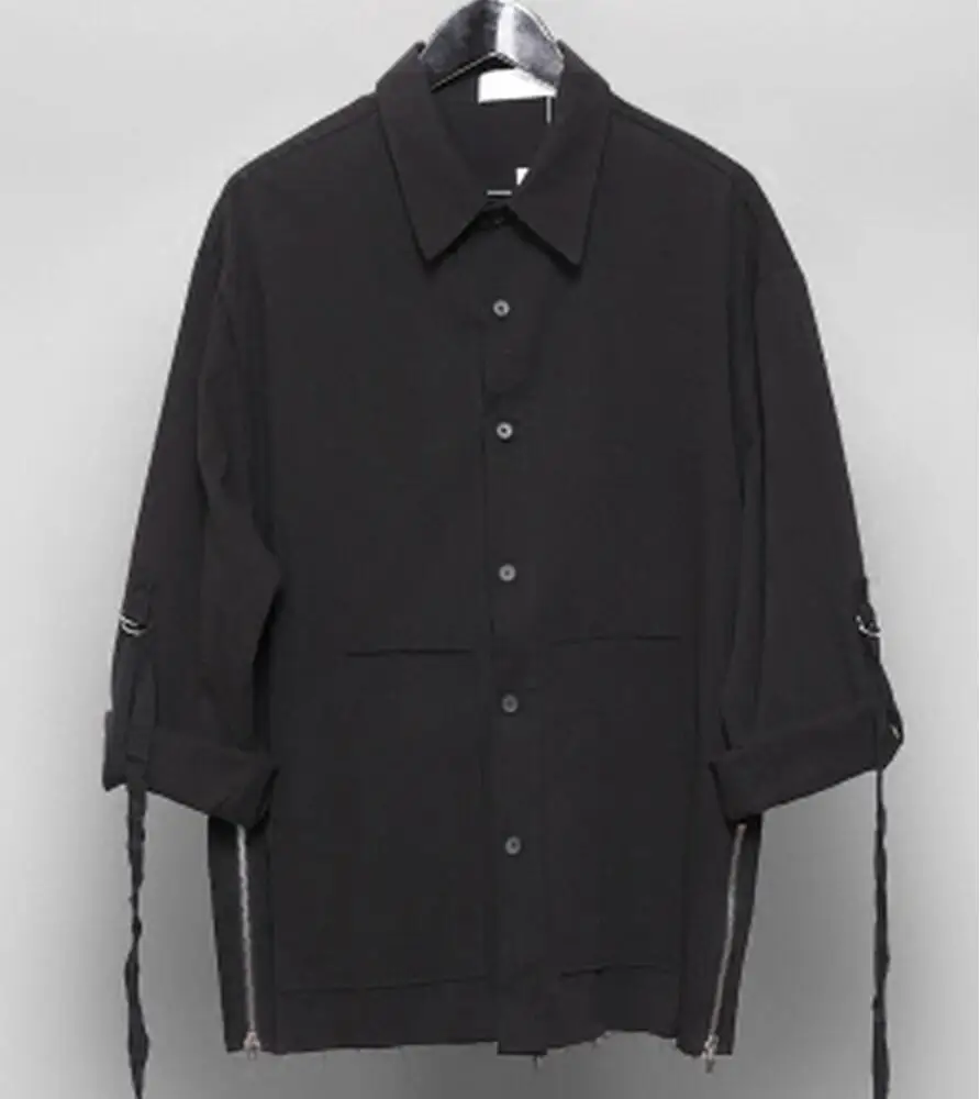 

XS-5XL ! 2017 New Men's clothing fashion slim Burr design Side zipper trim shirt slim plus size Singer costumes
