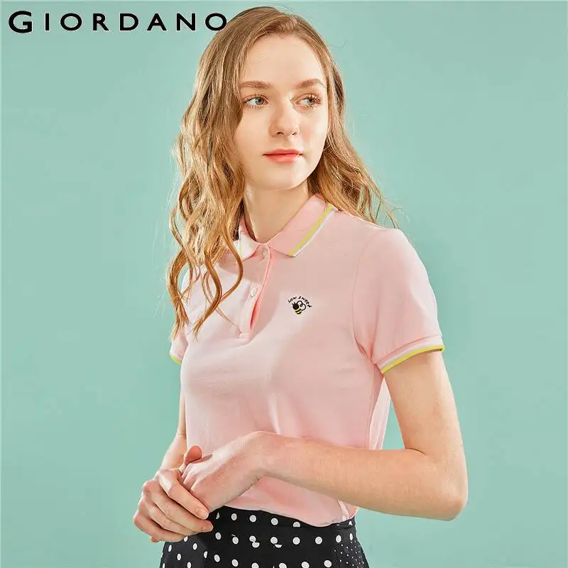 Giordano женская рубашка поло маленькие вышитые рубашки для женщин короткий рукав
