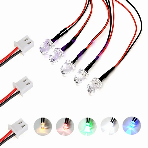 

100Pcs 3V 5V 6V 9V 12V 24V 36V 48V 110V 220V Clear 10mm LED With 20cm Wire And XH2.54 Plug, Orange, Pink, Purple