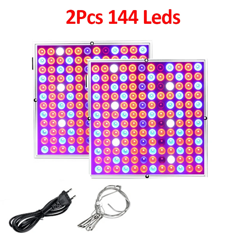 2pcs 144Leds 2шт полный спектр 500 Вт 100 Вт Светодиодный светильник для выращивания растений, лампа для помещений SMD2835 для выращивания семян, палаточный фонарь Phyto Fitolampy, лампы для роста - Испускаемый цвет: 2pcs 144Leds
