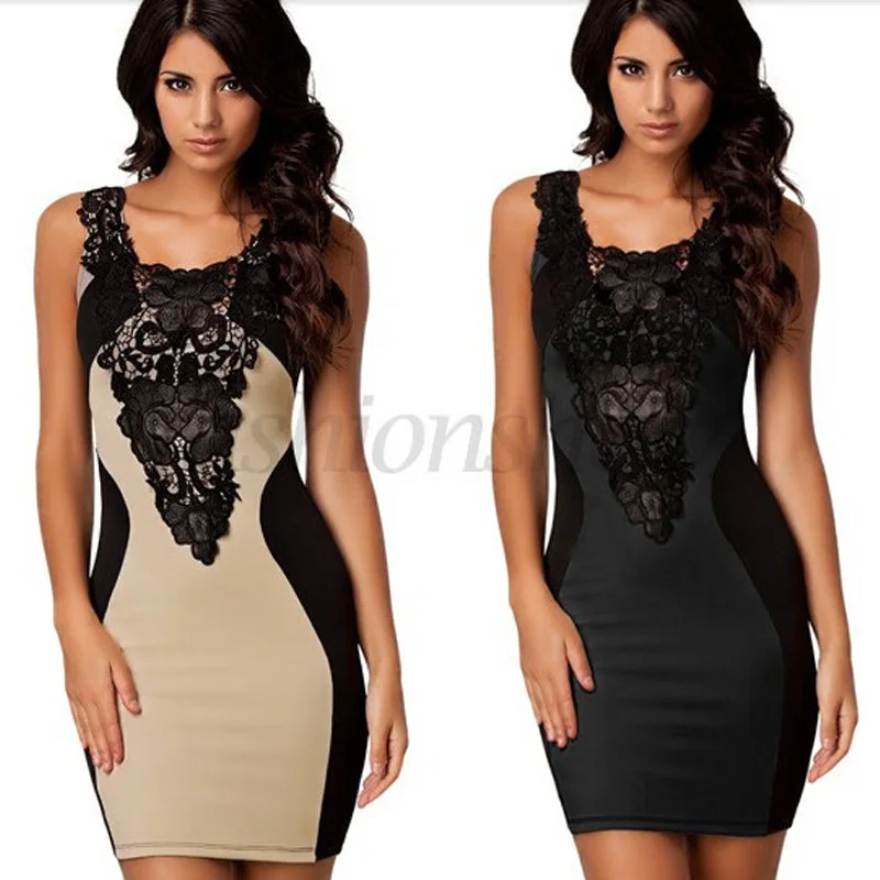Неудачник Как Вы Женщин Лето Sexy Кружева Сращивание Жилет Карандаш Bodycon