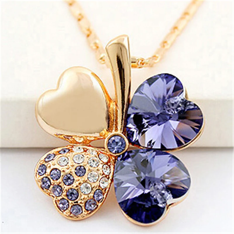 Четыре Листа Клевера Ожерелья Подвески Кристалл с Элементами swarovski 18 К