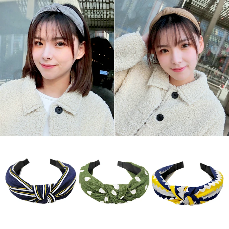 2019 Cute Knot Plastic Hairbands Headbands for Women Girls Fabric Floral Print Hairband Wide Hair Band Accessories | Украшения и