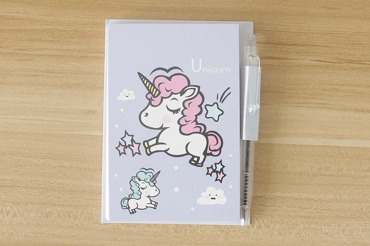 Милый мультяшный единорог с ручкой блокнот для заметок Kawaii Липкие заметки для детей подарок блокнот школьный блокнот офисные канцелярские закладки
