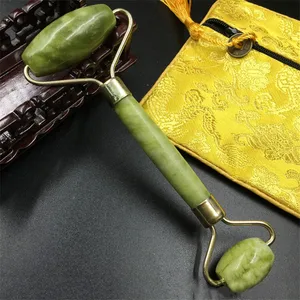 Массажный ролик с двойной головкой для лица, подтяжка лица, подтяжка тела, шеи, натуральный нефрит, массаж тела, косметический инструмент для похудения, Прямая поставка