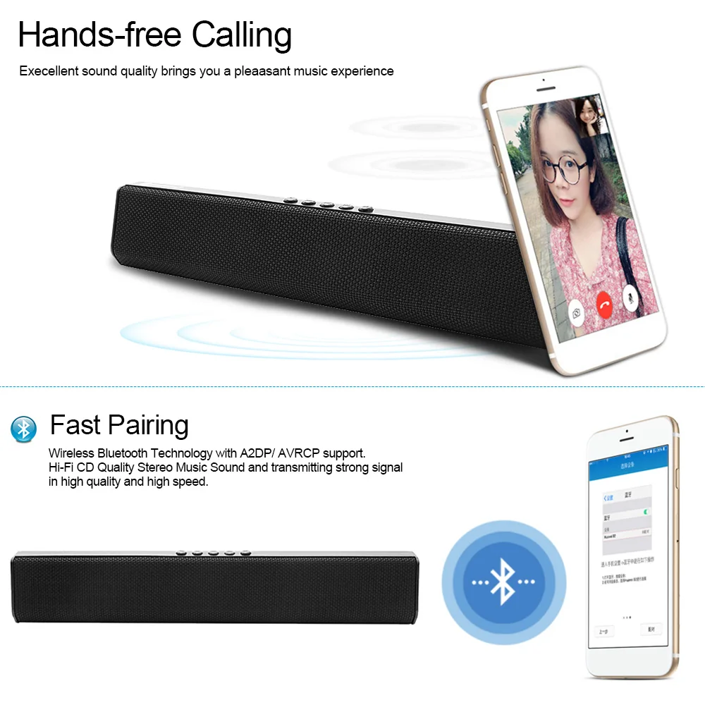 Newrixing Беспроводной Bluetooth Динамик стерео Бас сабвуфера Поддержка AUX IN USB TF карты FM Радио воспроизводить музыку с микрофоном Handfree