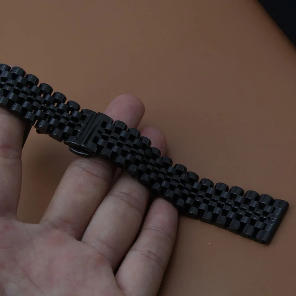 Новое поступление 2017 Ремешки для наручных часов из черной нержавеющей стали 7