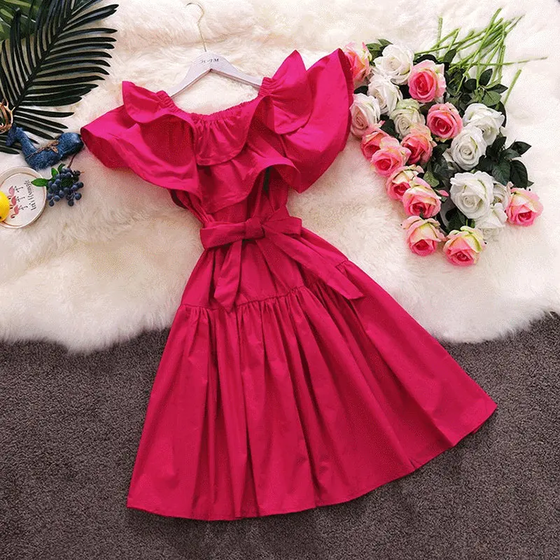 HISUMA летнее Новое Женское платье с вырезом лодочкой рукавом бабочкой и большими