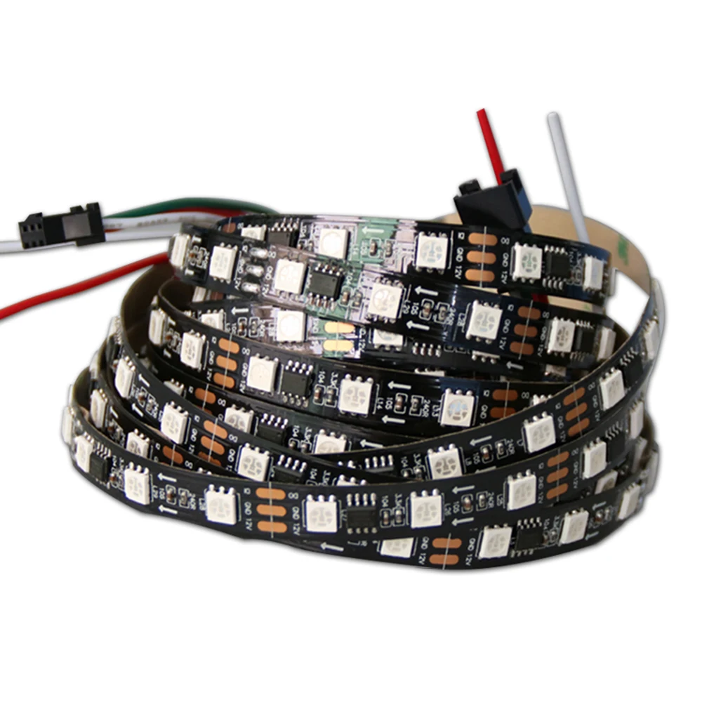 

5m/rolls DC12V WS2811 led Pixels Programmable led strip 30/48/60 leds/m,ws2811IC 5050 RGB SMD White/Black PCB led strip light