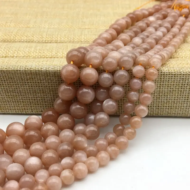 Круглые Гладкие бусины из натурального лунного камня блестящий прозрачный цвет