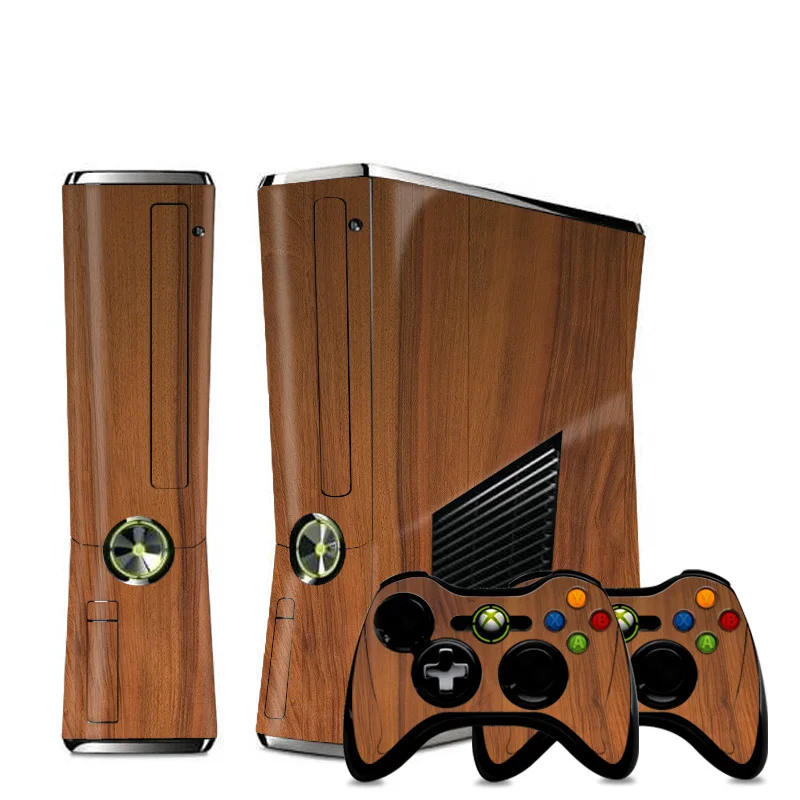 Виниловый чехол для консоли Microsoft Xbox 360 SLIM с 3d-изображением коричневого дерева