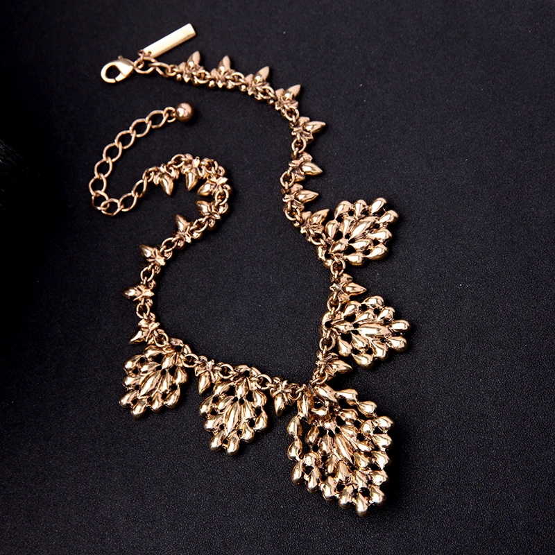 Женское Ожерелье с кристаллами цвета шампанского золотого цвета|crystal necklace|statement