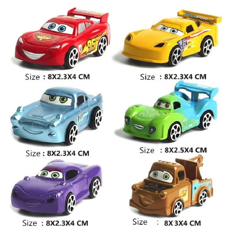 6 шт./компл. disney "Тачки 3 игрушки Lightning McQueen Джексон Storm Mater 1:55 литья под давлением Пластик модель автомобиля для мальчиков, подарки