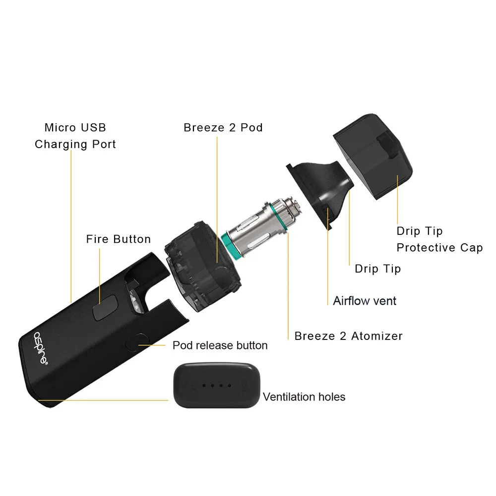 В наличии! Оригинальный атомайзер Aspire Breeze 2 Pod 3 мл для атомайзера Kit электронная