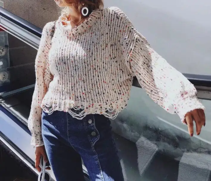 2019 New Hollow Out Hole Color ball Chenille Sweater Loose Bat Sleeve Women Sweaters Boho Hippie O-Neck Pullovers Knitted Jumper | Женская