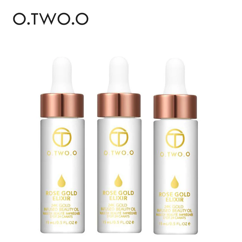 3pcs O. TWO. O, 3 шт./лот, 24 к, розовое золото, эликсир, масло для макияжа кожи, эфирное масло для лица, перед праймером, увлажняющее масло для лица, антивозрастное, горячее - Цвет: 3pcs