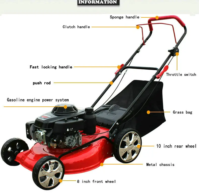 18 дюймов 5.5HP DHY18H 4-тактный бензиновый косилка газонокосилка, газонокосилка, trimme, портативный складной/для коттеджей, парки, спортивные площадки