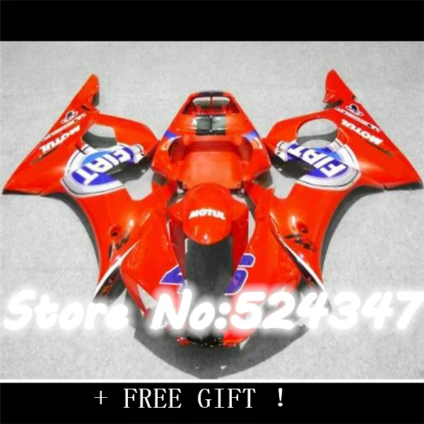 

B Red For YZFR6 03-05 R6 YZF-R6 03 04 05 YZF600 YZF R6 Gloss Red 2003 2004 2005 Fairing Kit
