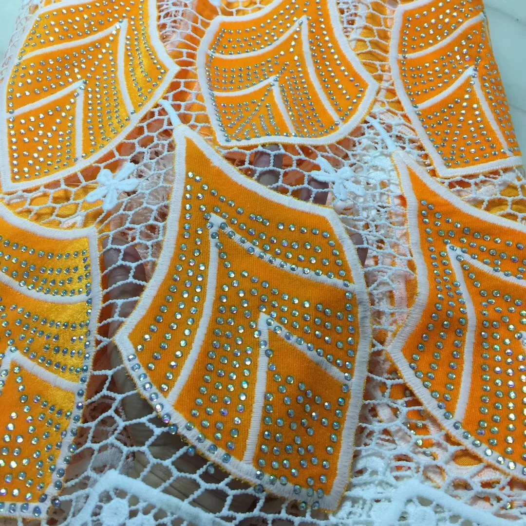 African Lace Fabric 2018 High Quality Velvet With Sequin Gold Applique Dresses For Women | Дом и сад