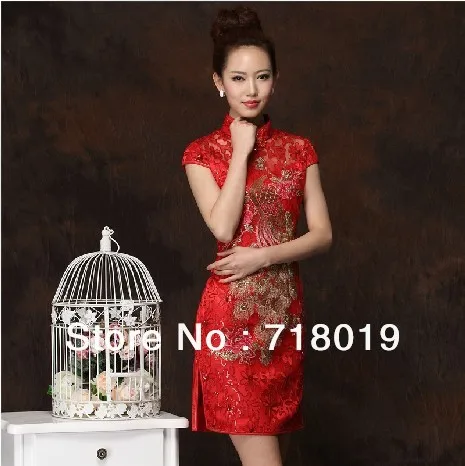 2013 Spring Summer Women Vintage Cheongsam Red Wedding Bridal Rob Chinese Velour Dress Brand Evening Qipao with Embroidery | Тематическая