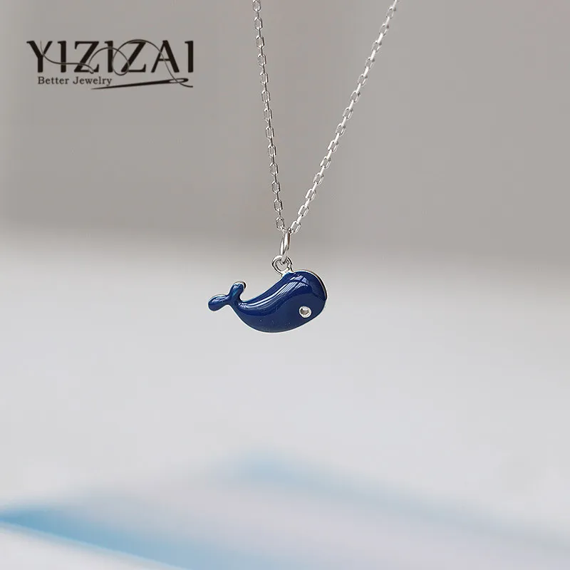 YIZIZAI милое серебряное покрытие синее женское ожерелье цепочка для девушек