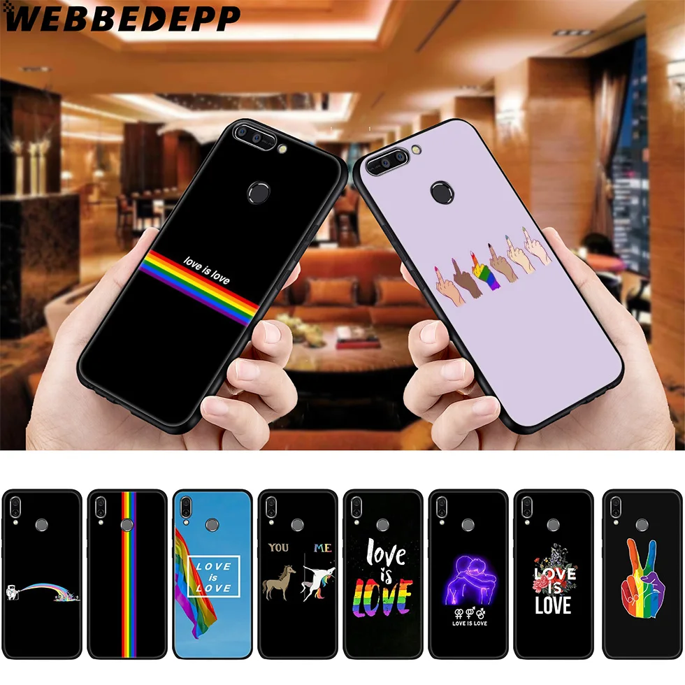 Love Is LGBT Rainbow Soft Case for Huawei P8 P9 P10 P20 P30 Lite Pro P Smart Z Plus 2019 Y6 Prime 2018 2017 Mini |