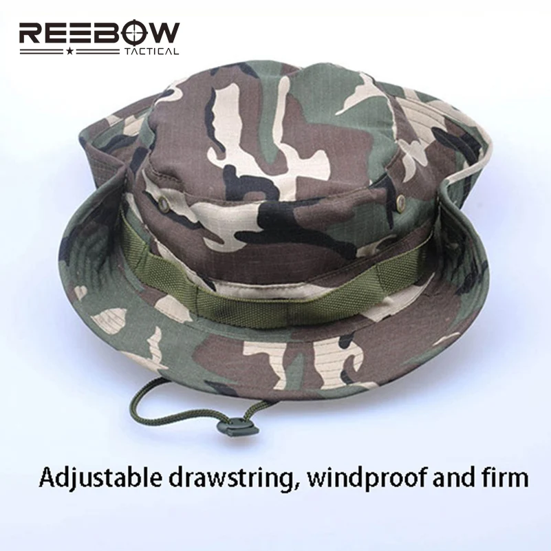 

REEBOW Tactical Boonie Hat Military Men Women Outdoor Travel Camouflage Bucket Hat Army Training Mountaineering