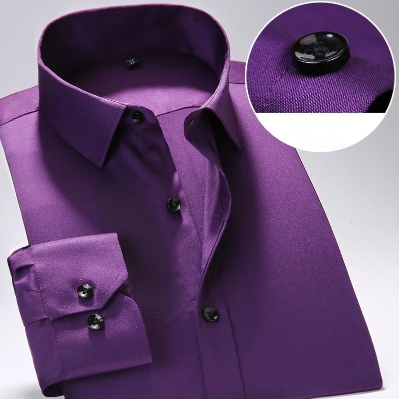 Мужская приталенная рубашка с длинным рукавом Классическая деловая формальная