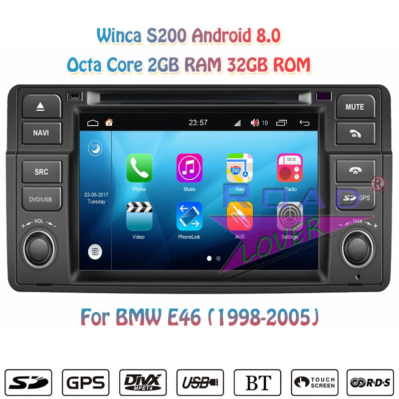 Автомобильный DVD-плеер Winca S200 Android 8 0 стерео GPS-навигация для BMW 3 серии E46 M3 1998 2000 2001