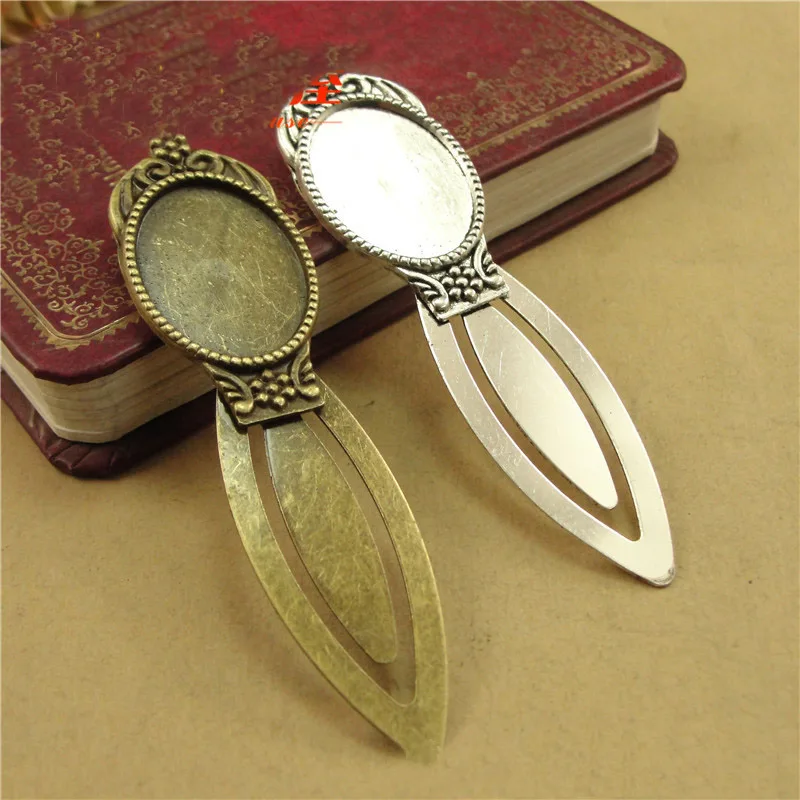 

6pcs/lot Antique Silver/Bronze Vintage Bookmark Cabochon Base Bookmark Settings Fit 18*25mm Handmade Cabochon Cameo Bookmarks