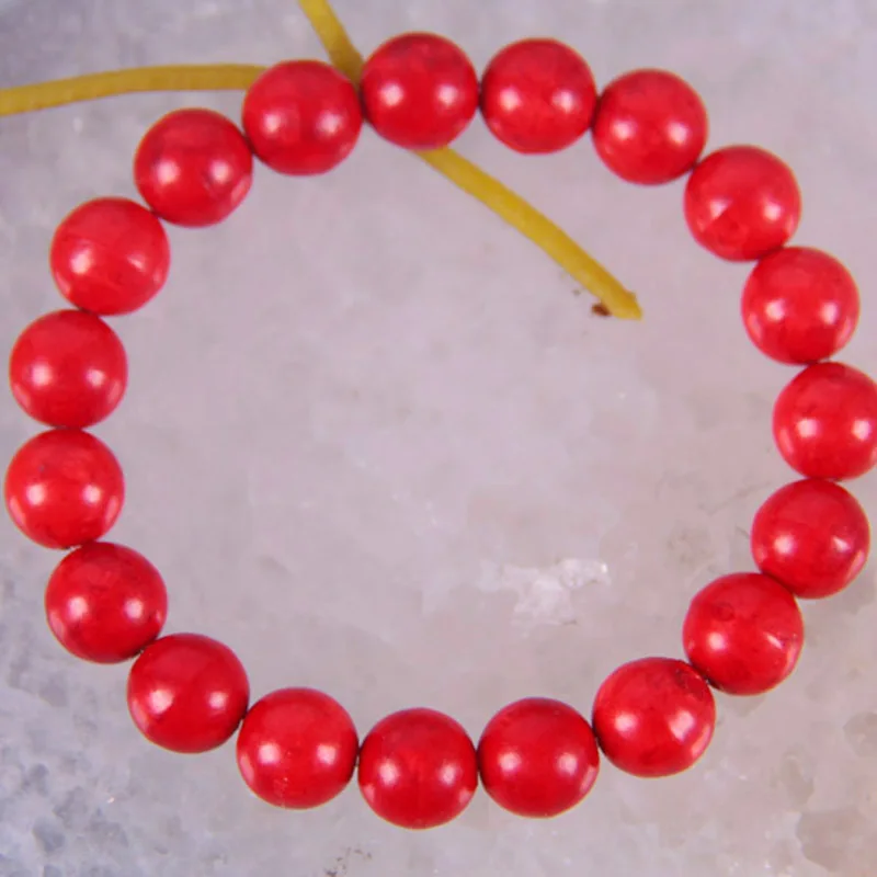 

10 мм Red Howlite бусина, жесткий браслет стрейч-бижутерия 8 дюймов G256