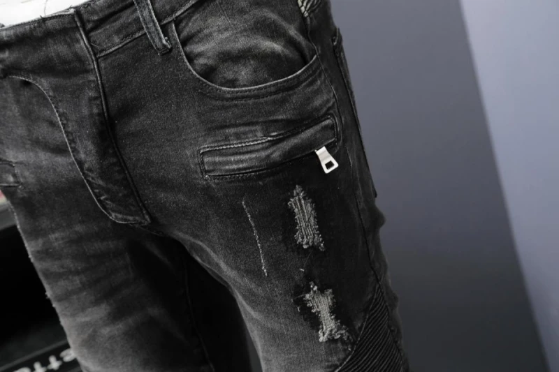Винтажные, с дырами джинсы Для мужчин Классические Плиссированные Slim Fit джинсовые брюки для байкеров Street Стиль хип-хоп Жан женский джинсовый комбинезон мужской