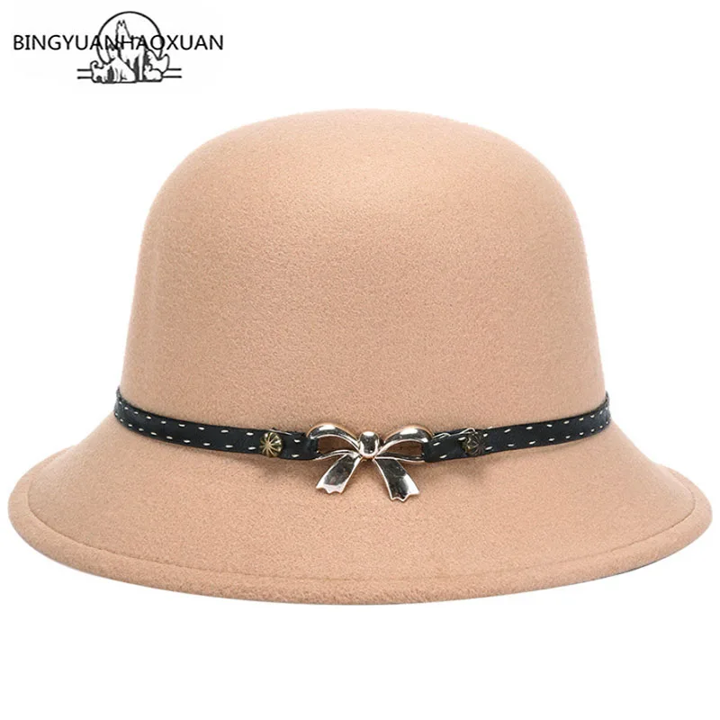 

BINGYUANHAOXUAN Women's 2018 Autumn Winter Beach Sun Hat Vintage Wool Big Floppy Fashion