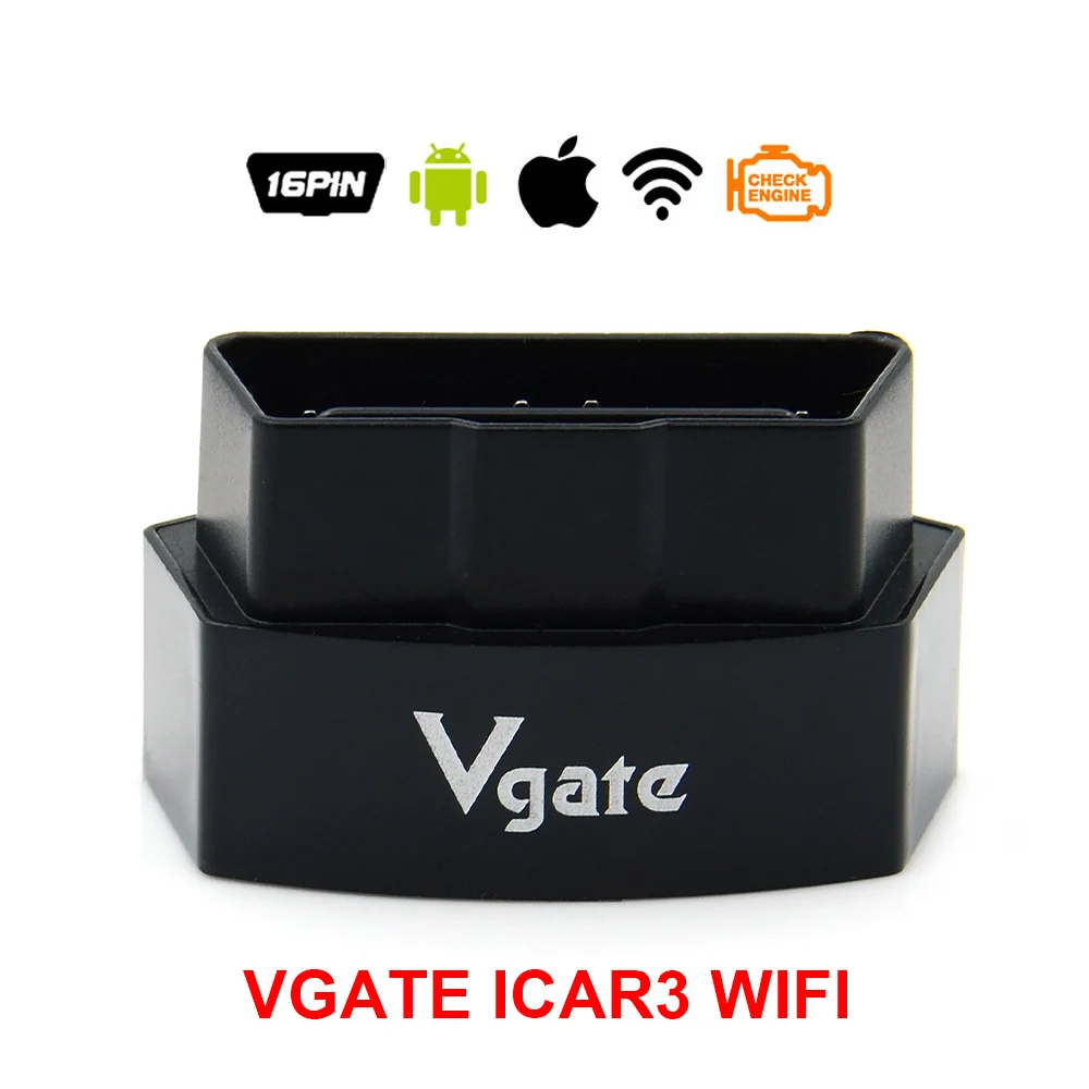 Vgate iCar3 ELM327 Bluetooth/wifi интерфейс IOS/Android Vgate Icar 3 wifi ELM 327 OBD2 OBDII автомобильный диагностический сканер - Цвет: ICAR3 Wifi Black