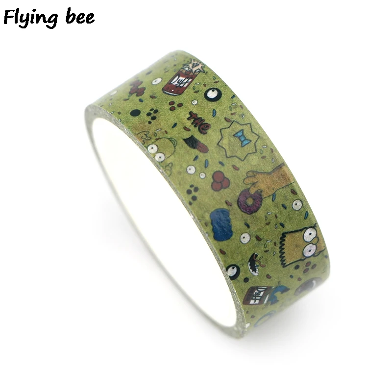 Flyingbee 15 мм X 5 м Бумага васи лента мультфильм милый забавный клейкая лента дети DIY Скрапбукинг Маскировочные наклейки ленты X0333