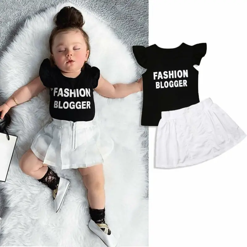 Модная черная футболка блоггер с надписью для новорожденных девочек + короткая