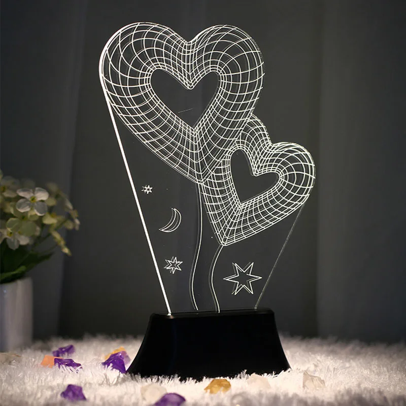 

3D Heart Bubble nigth light 7 Colors changed Love you Heart night Light