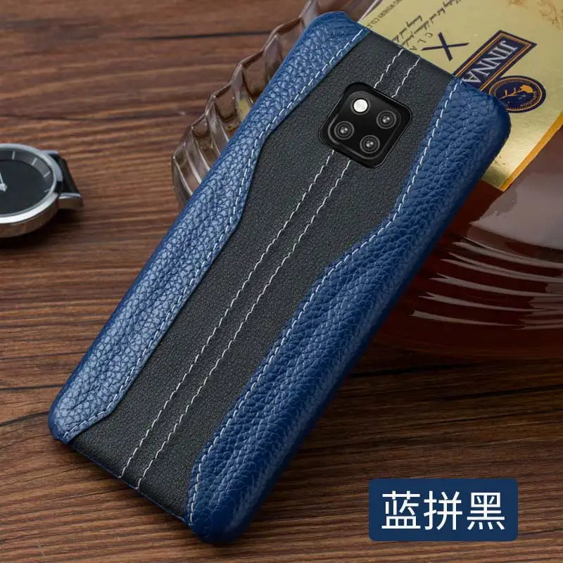 blue-black Подлинная Кожаный чехол для huawei mate 20 20Pro 30 10 pro Lite 9Pro плюс honor V20 Nova 4 3 P SMART телефон чехлы для honor 8X - Цвет: blue-black