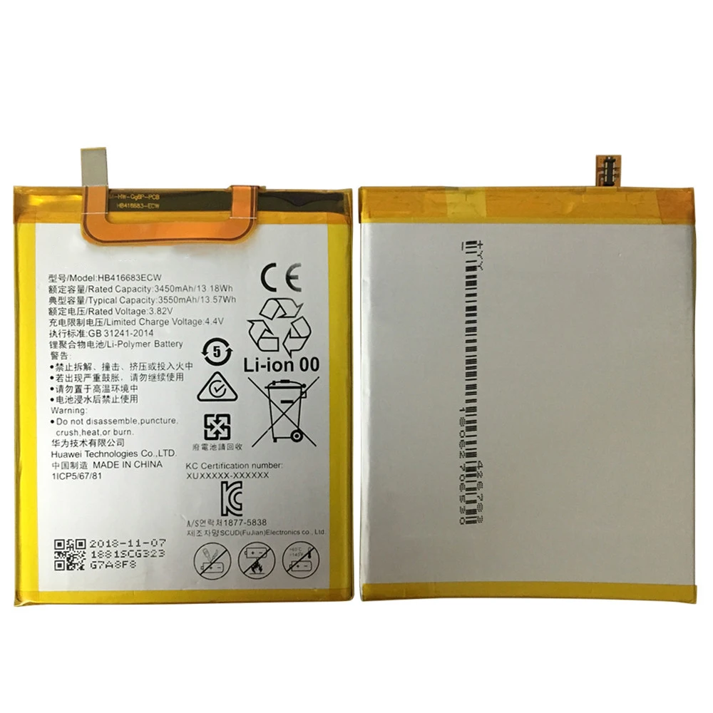 Оригинальный аккумулятор HB416683ECW для телефона Huawei Nexus 6P H1511 H1512 3450 мАч оригинальный